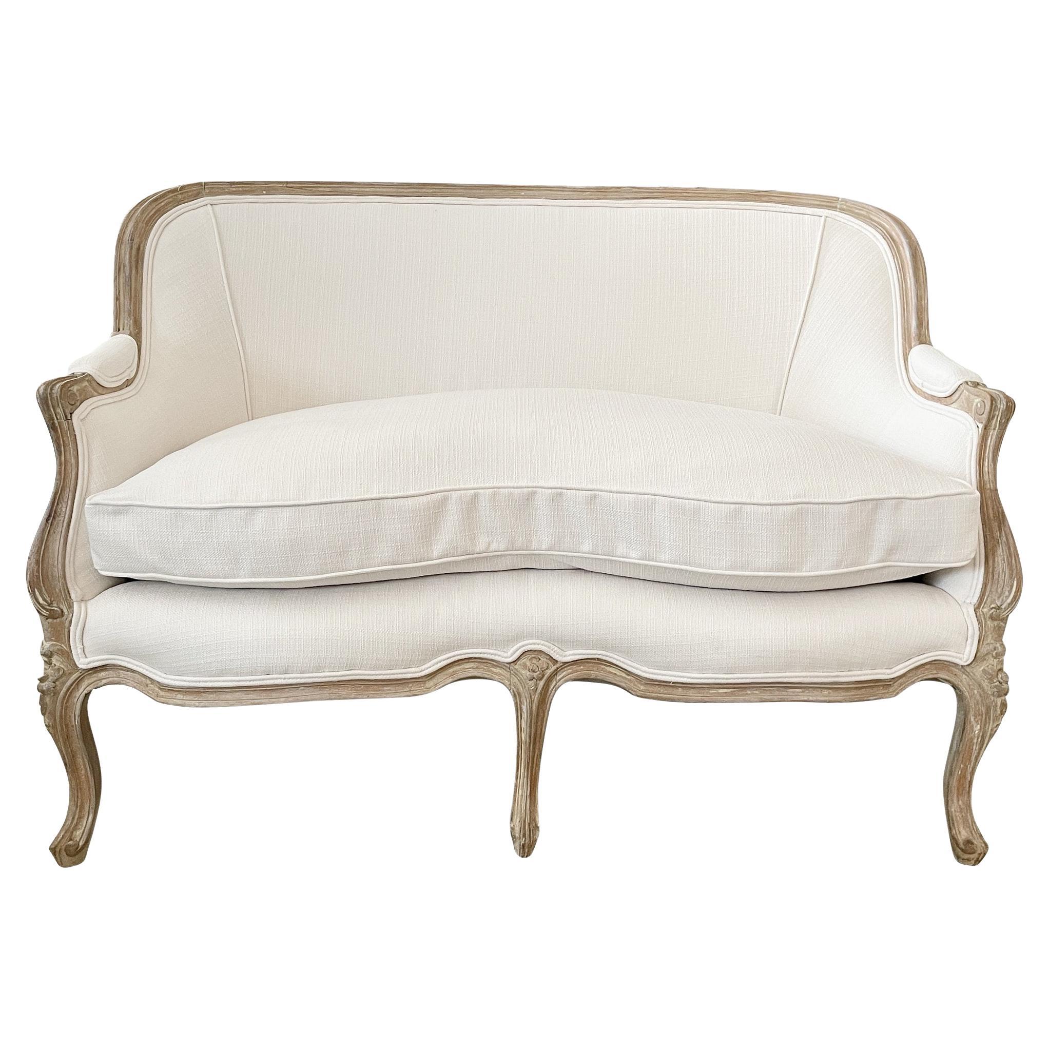 Vintage French Loveseat in New Todd Hase Textiles For Sale at 1stDibs