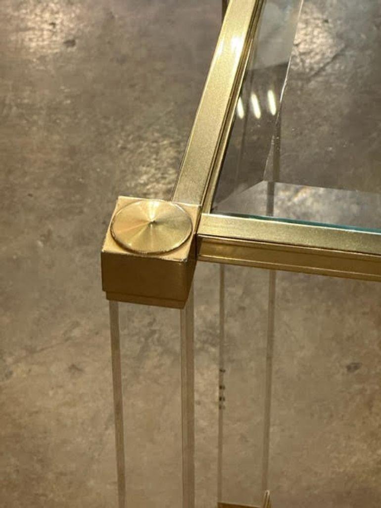 20th Century Vintage French Lucite and Brass Console by Pierre Van Del For Sale