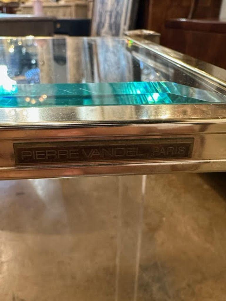 XX secolo Consolle francese d'epoca in lucite e ottone di Pierre Van Del in vendita