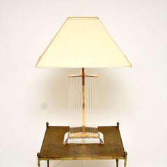 Vintage French Lucite and Brass Table Lamp