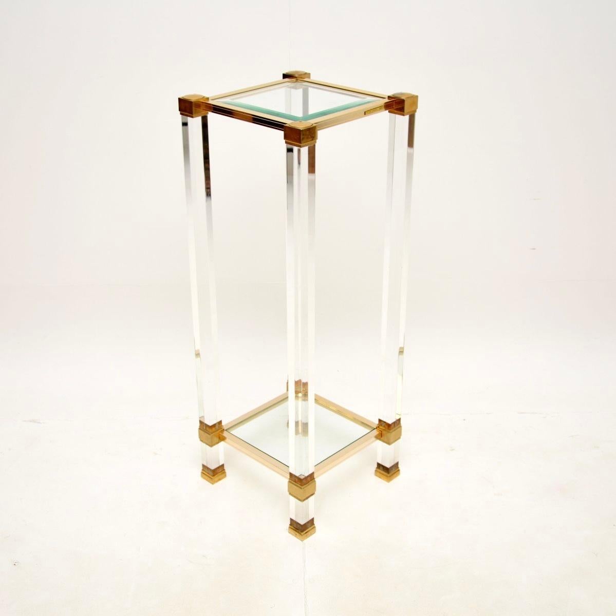 Mid-Century Modern Vintage French Lucite and Glass Side Table by Pierre Vandel