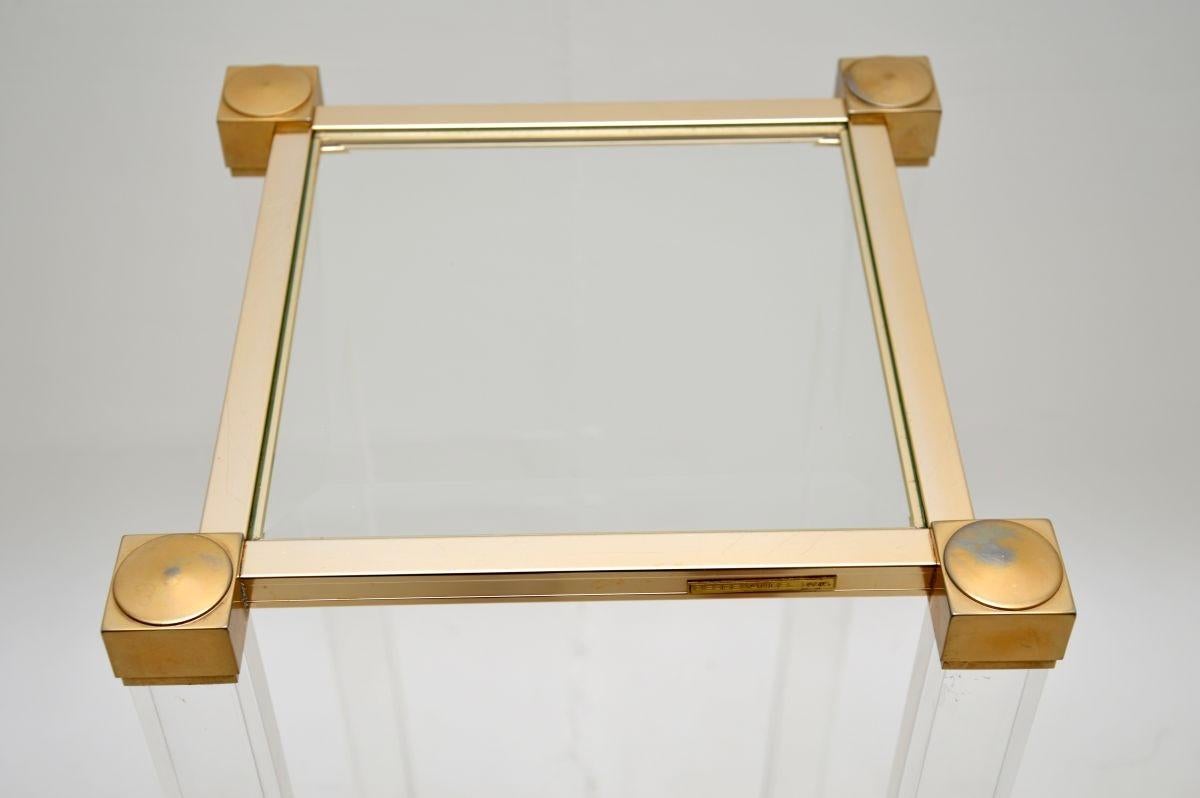 Vintage French Lucite and Glass Side Table by Pierre Vandel In Good Condition In London, GB