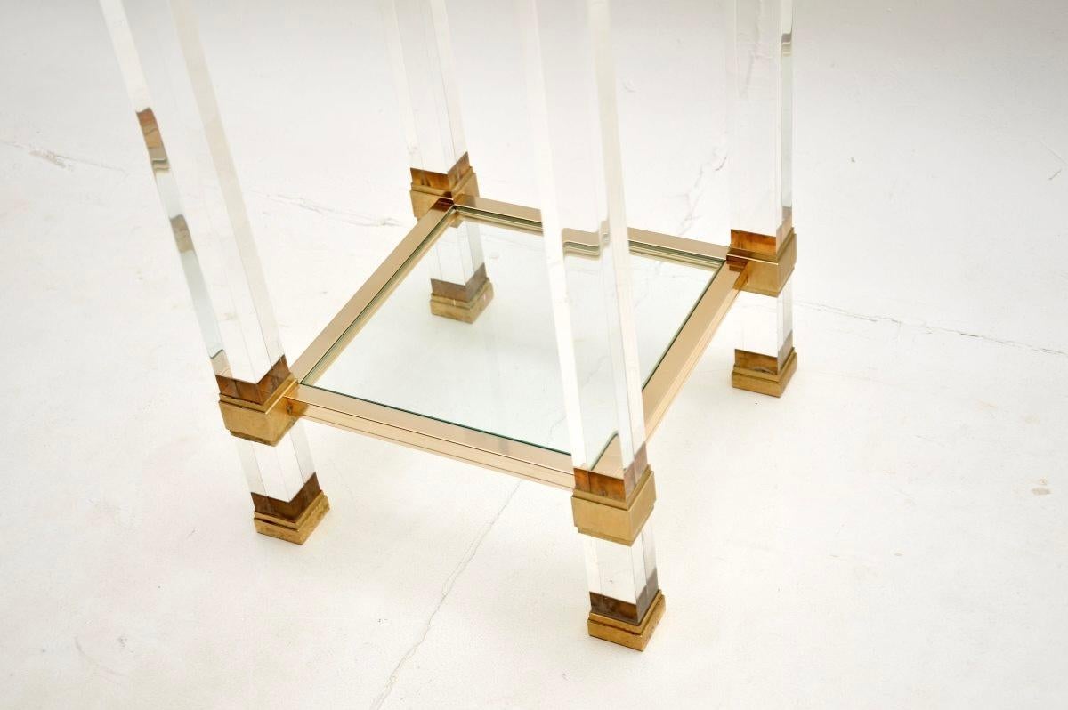 Vintage French Lucite and Glass Side Table by Pierre Vandel 1