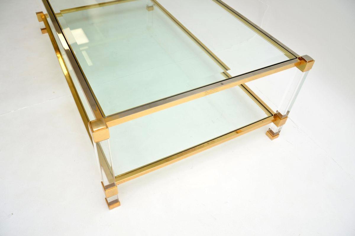Vintage French Lucite and Gold Plated Coffee Table 5
