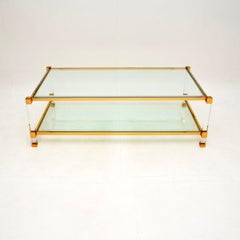 Vintage French Lucite and Gold Plated Coffee Table