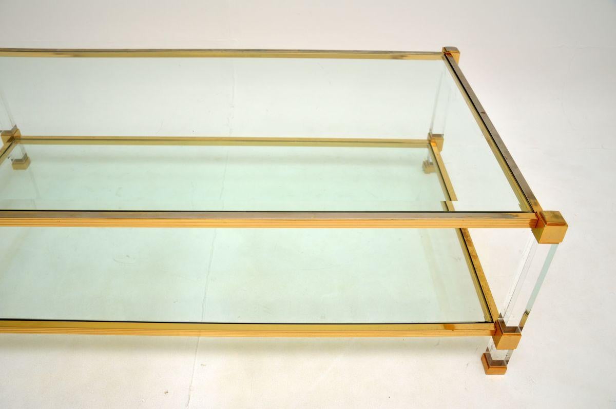 Vintage French Lucite and Gold Plated Coffee Table In Good Condition In London, GB