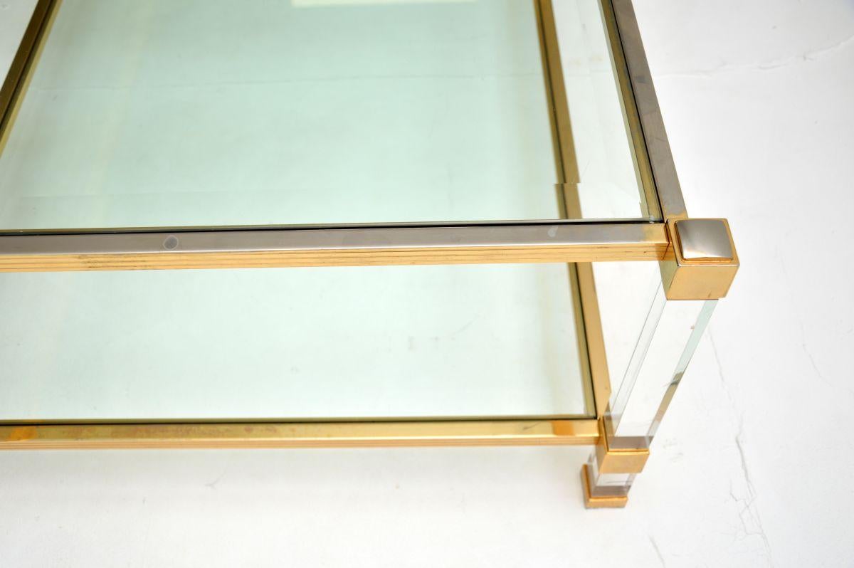 Vintage French Lucite and Gold Plated Coffee Table 1