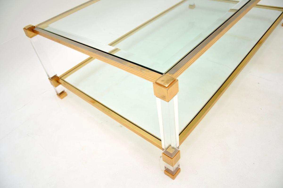 Vintage French Lucite and Gold Plated Coffee Table 2