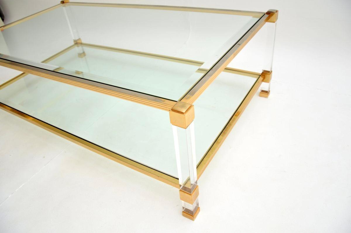 Vintage French Lucite and Gold Plated Coffee Table 3