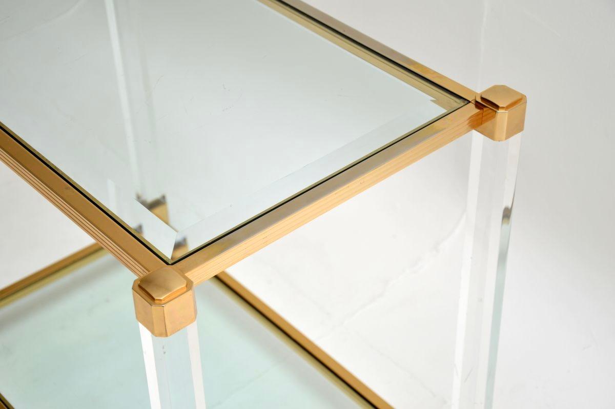 Vintage French Lucite and Gold Plated Drinks Trolley For Sale 1