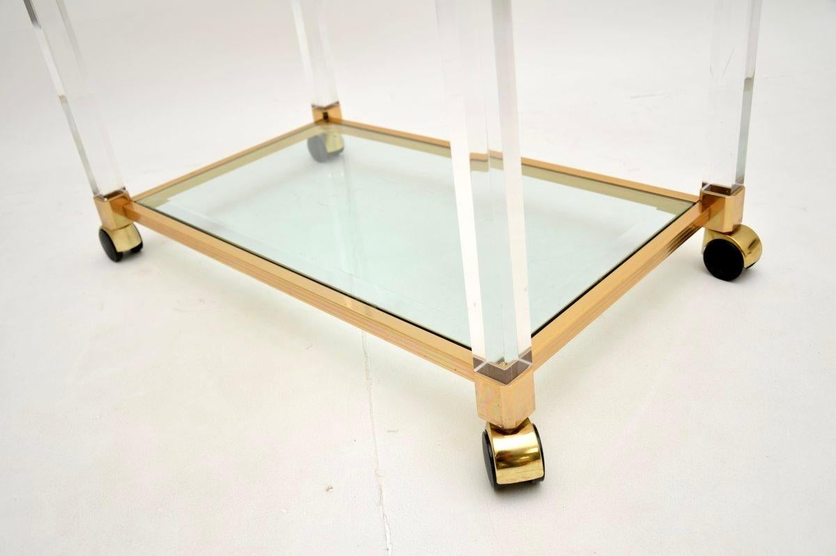 Vintage French Lucite and Gold Plated Drinks Trolley For Sale 4