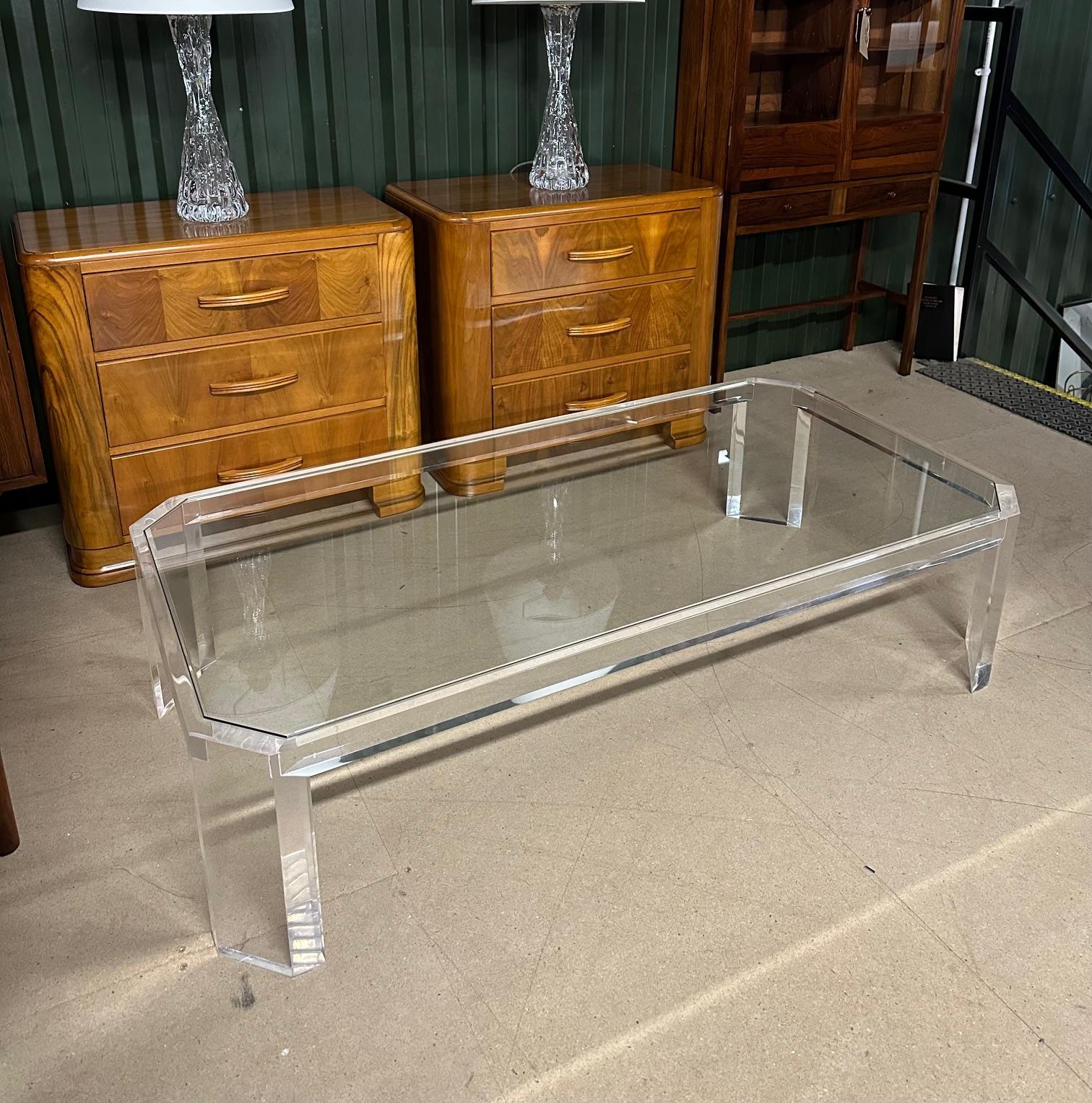 Mid-Century Modern Vintage French Lucite Coffee Table by David Lange For Sale