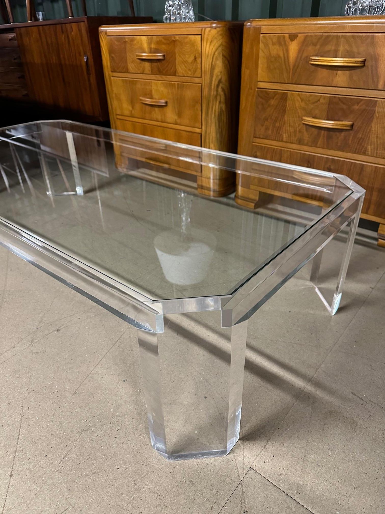 Vintage French Lucite Coffee Table by David Lange For Sale 1