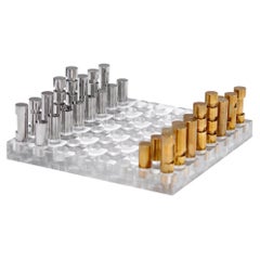 Vintage French Lucite Modernist Chess Set, 1970s