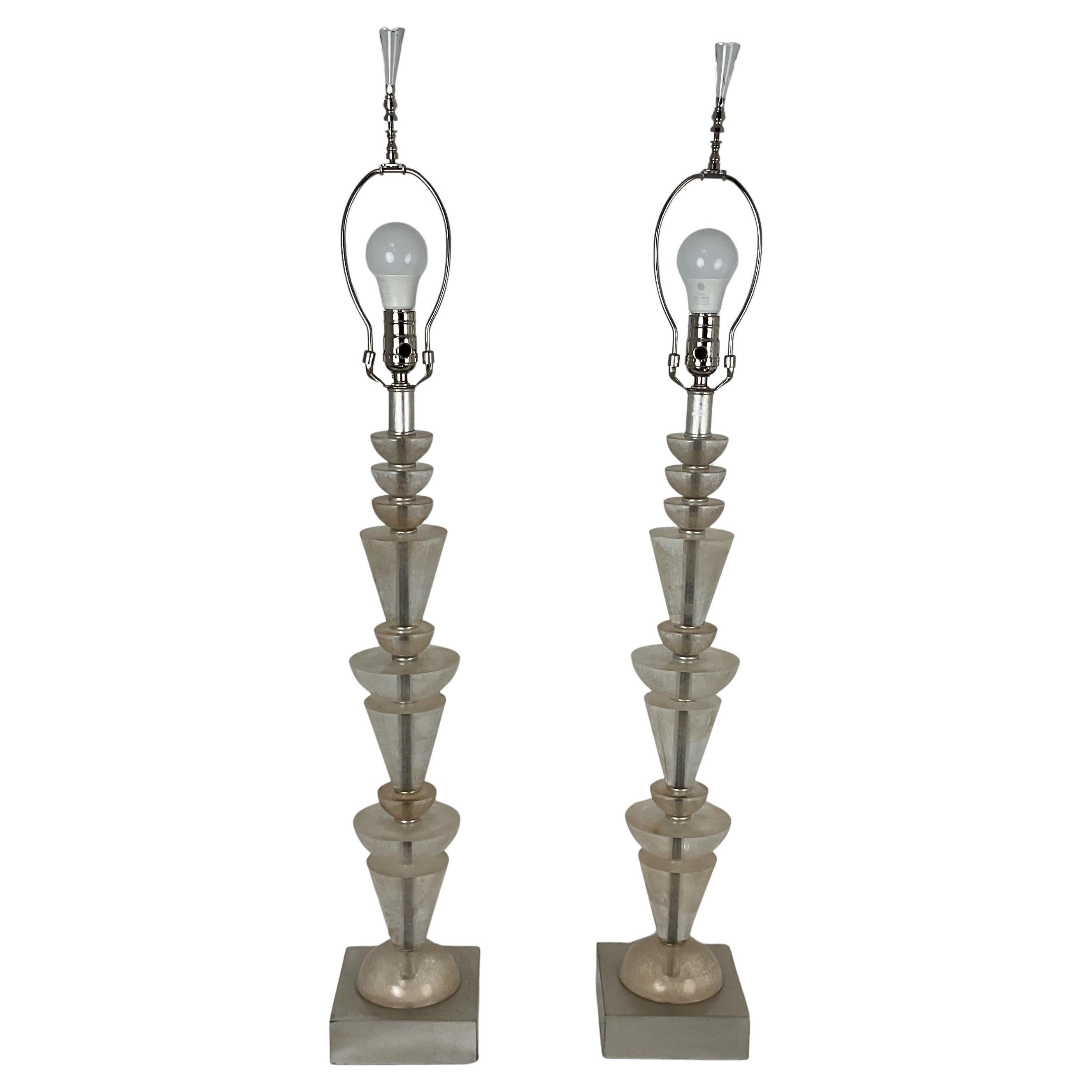 Vintage French Lucite Stack Lamps For Sale