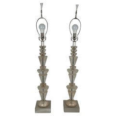 Vintage French Lucite Stack Lamps