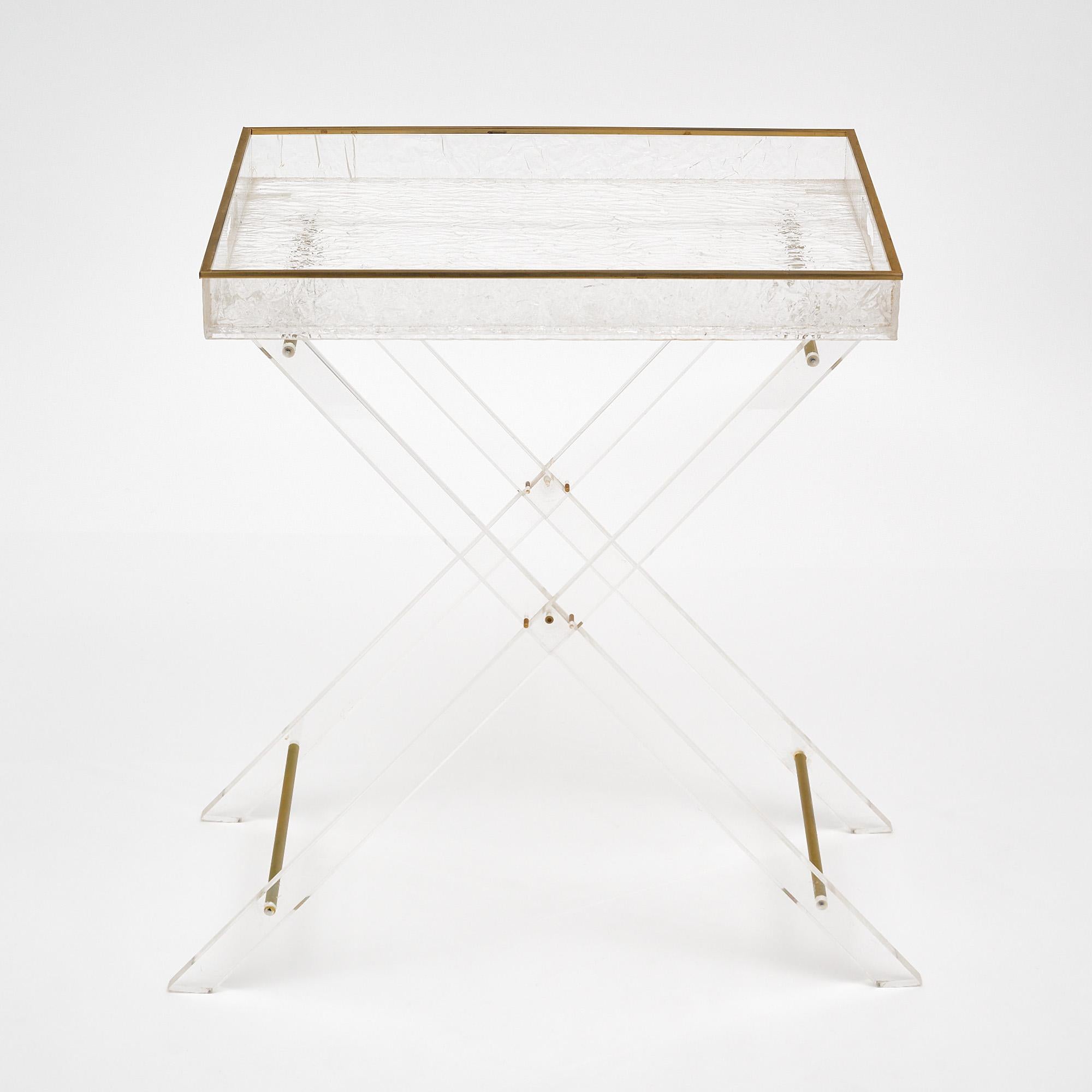 Late 20th Century Vintage French Lucite Tray Table For Sale