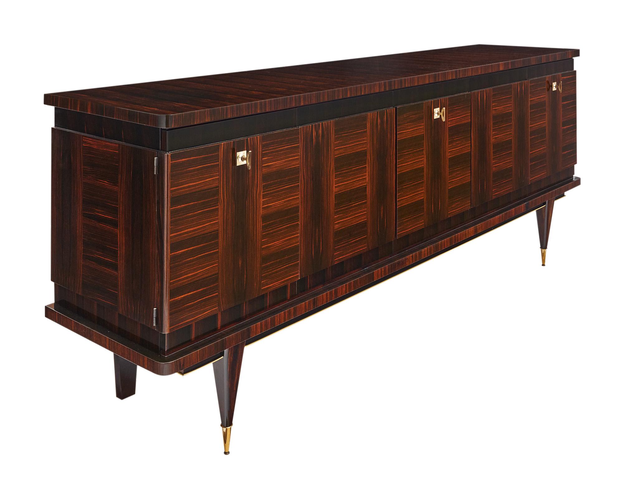 Modern Vintage French Macassar Grand Buffet in the manner of Jules Leleu For Sale