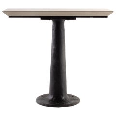 Vintage French Machine Base, Tapered Edge Limestone Top Table
