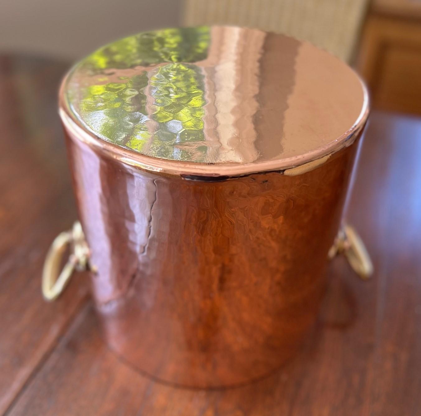 Vintage French Made Hammered Copper Stockpot Imported by Charles F. Lamalle, NYC 4