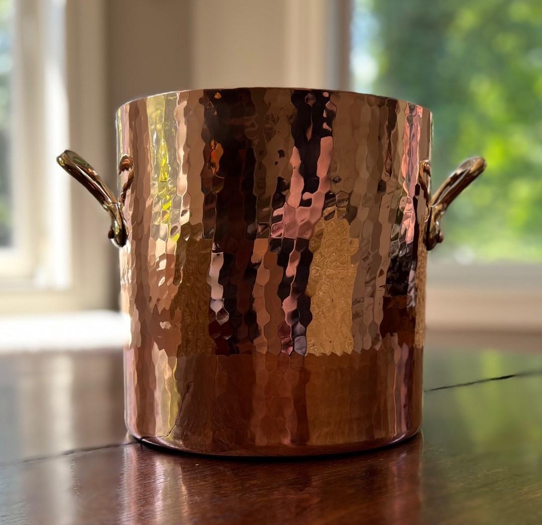 Vintage French Made Hammered Copper Stockpot Imported by Charles F. Lamalle, NYC 6