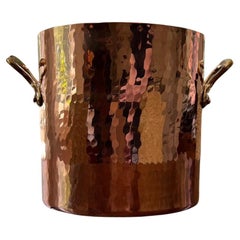 Vintage French Made Hammered Copper Stockpot Imported by Charles F. Lamalle, NYC