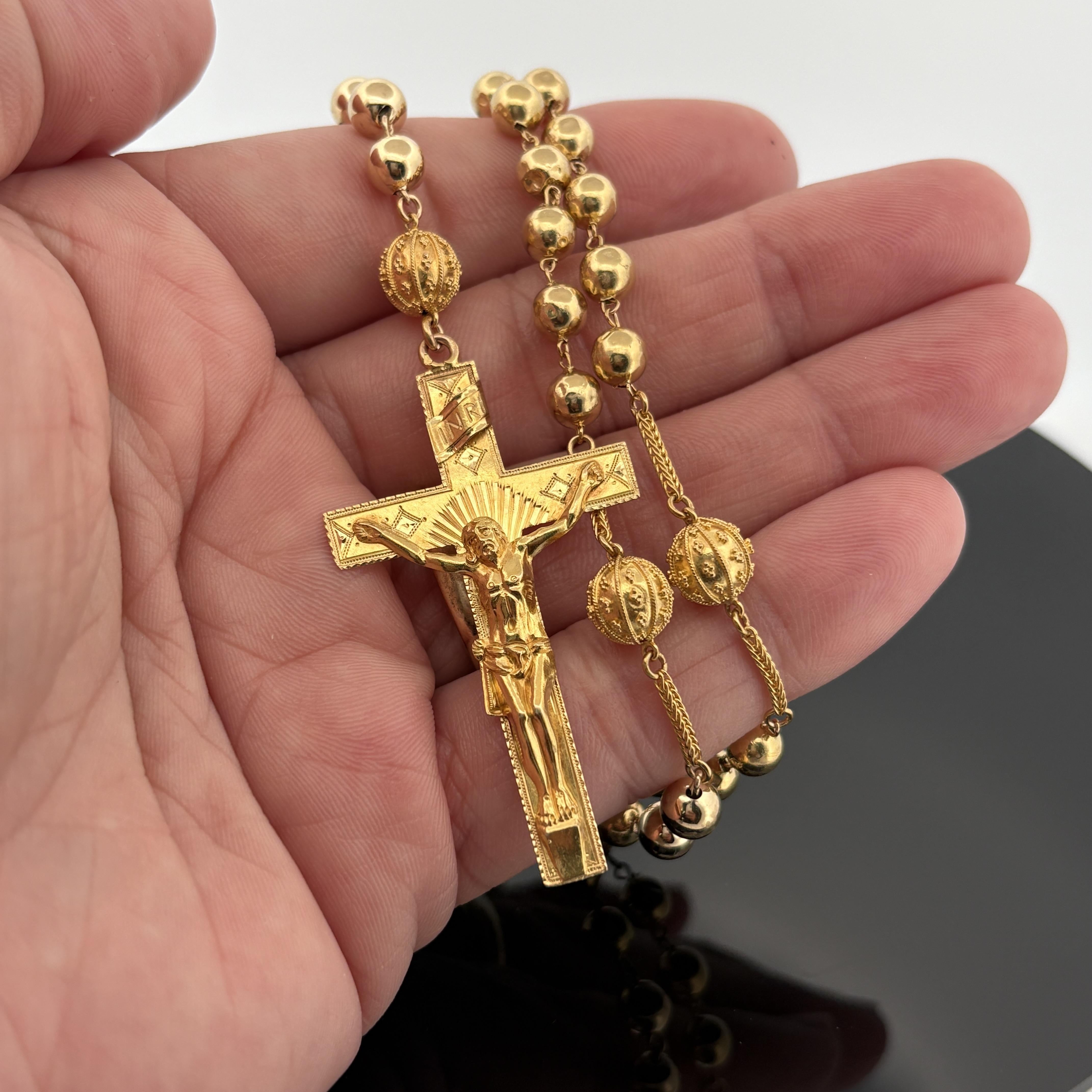 Rosario francese d'epoca in oro giallo 18 carati, inizio-metà secolo in vendita 10