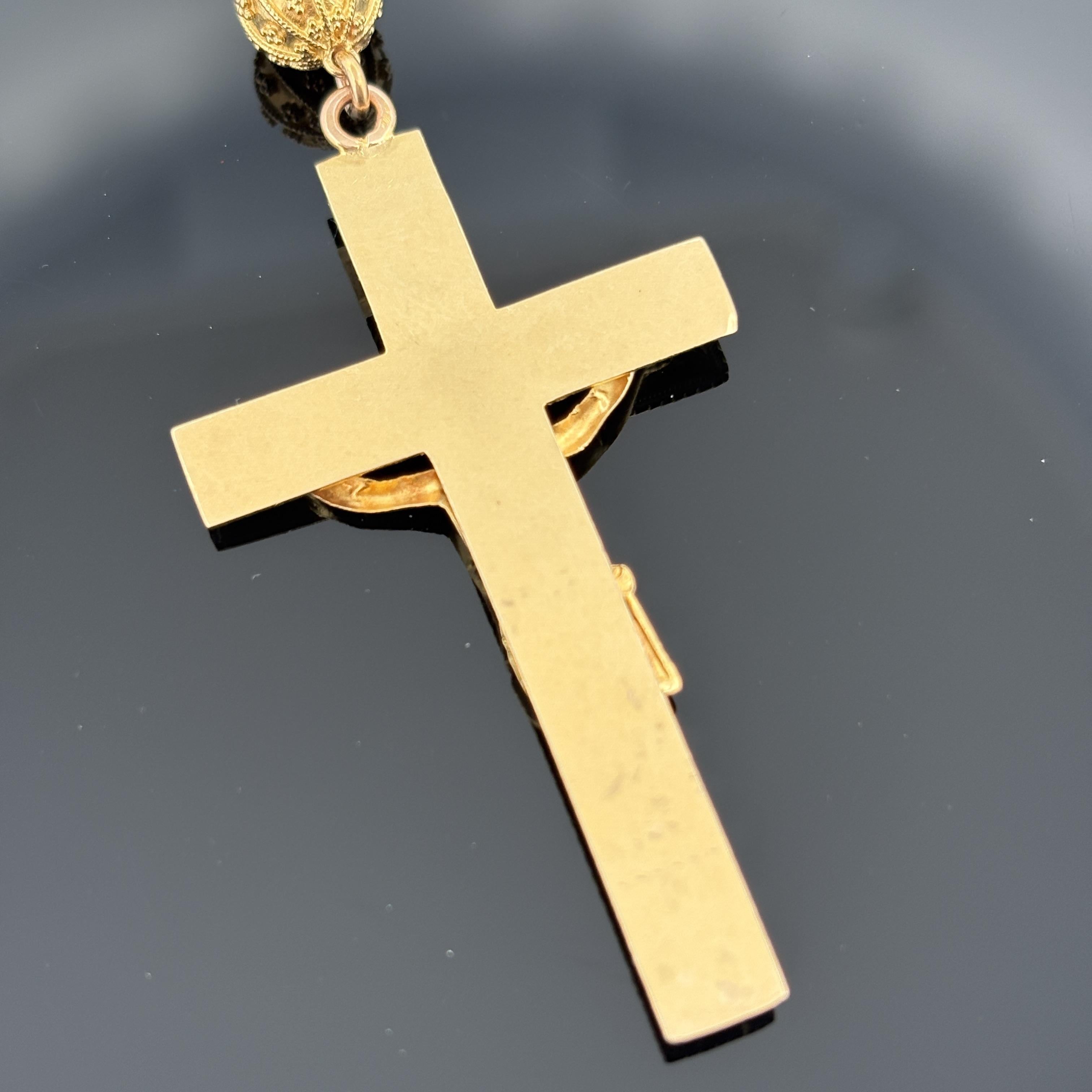 da uomo o donna Rosario francese d'epoca in oro giallo 18 carati, inizio-metà secolo in vendita