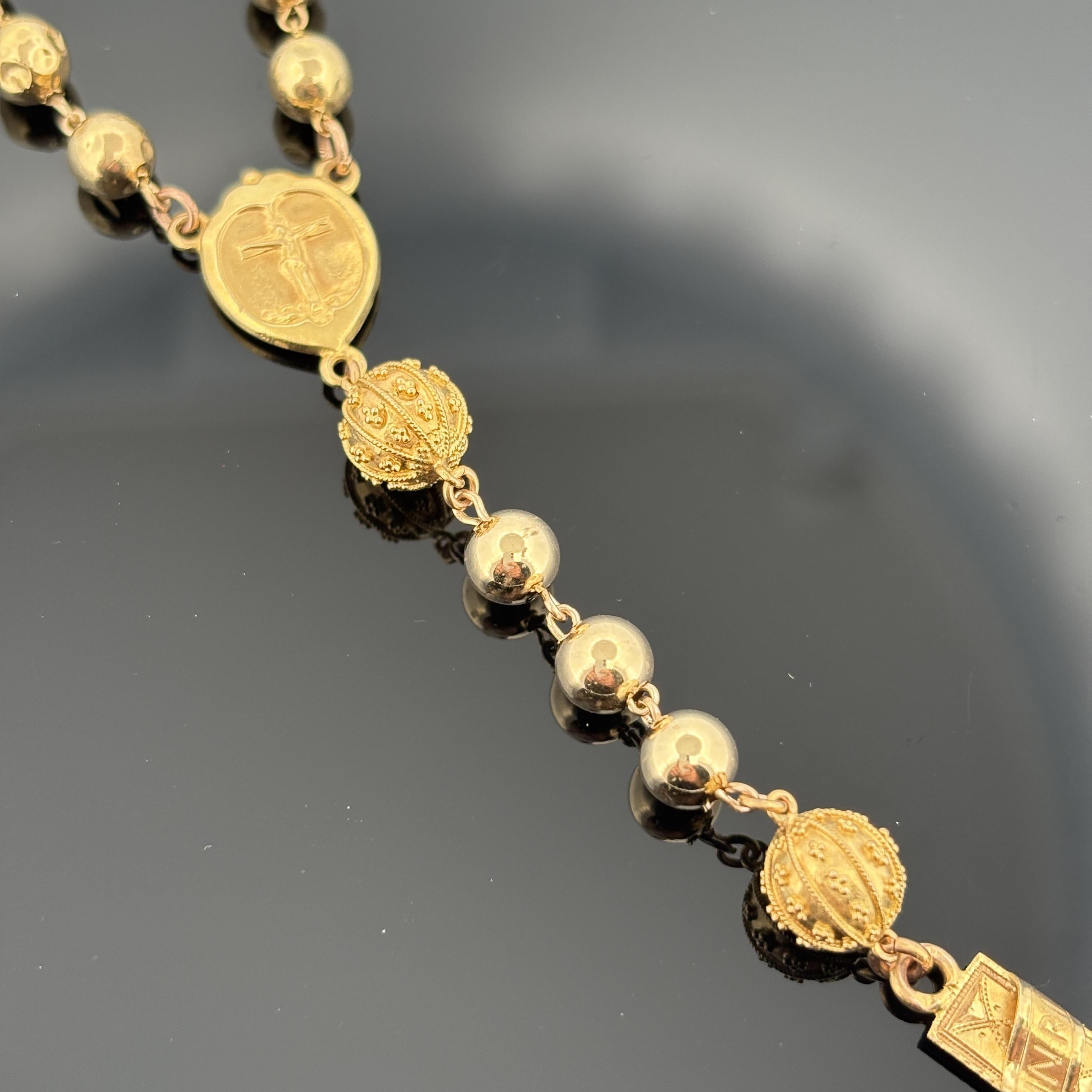 Rosario francese d'epoca in oro giallo 18 carati, inizio-metà secolo in vendita 1