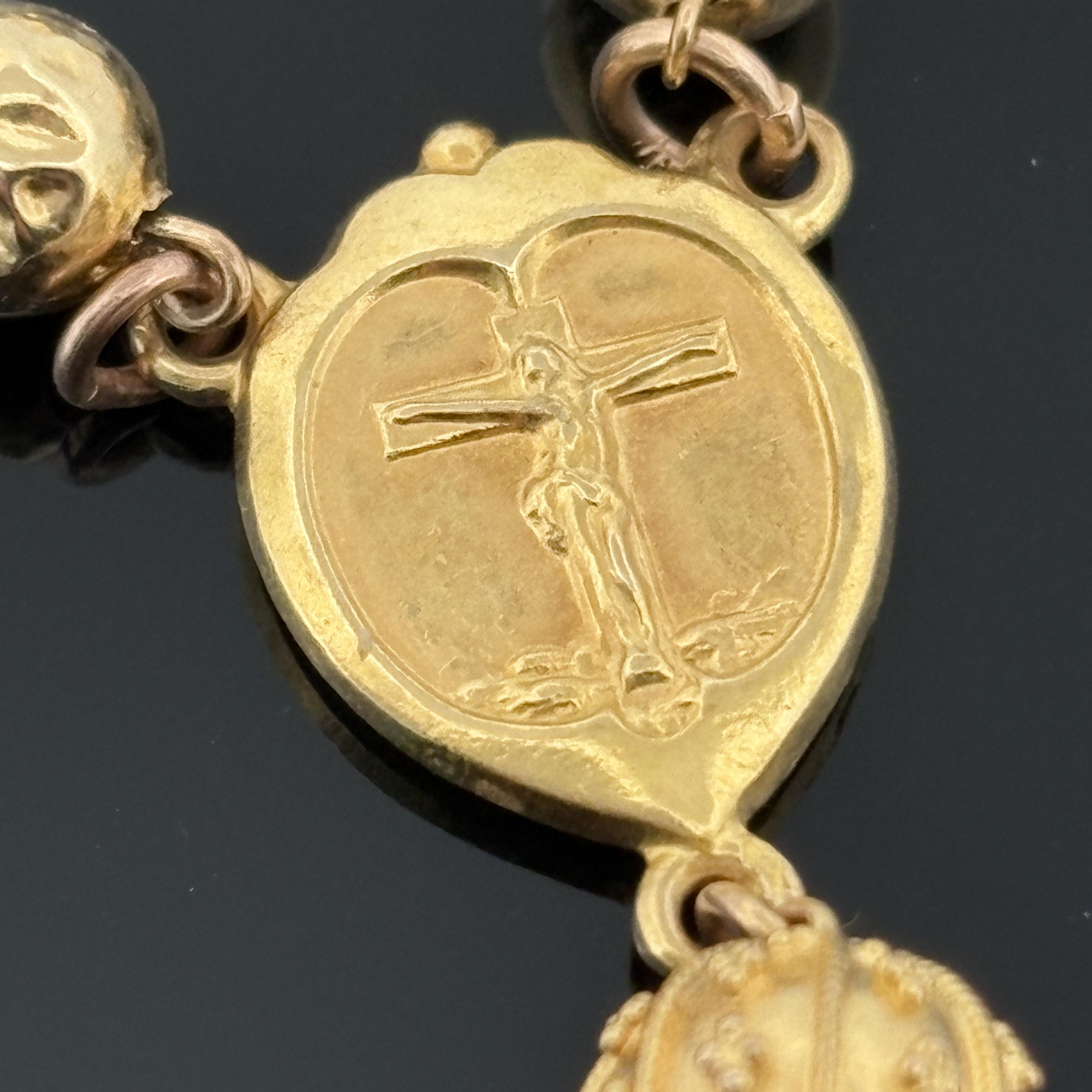 Rosario francese d'epoca in oro giallo 18 carati, inizio-metà secolo in vendita 3