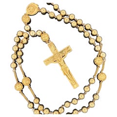 Rosario vintage de oro amarillo de 18 quilates de fabricación francesa, principios o mediados de siglo