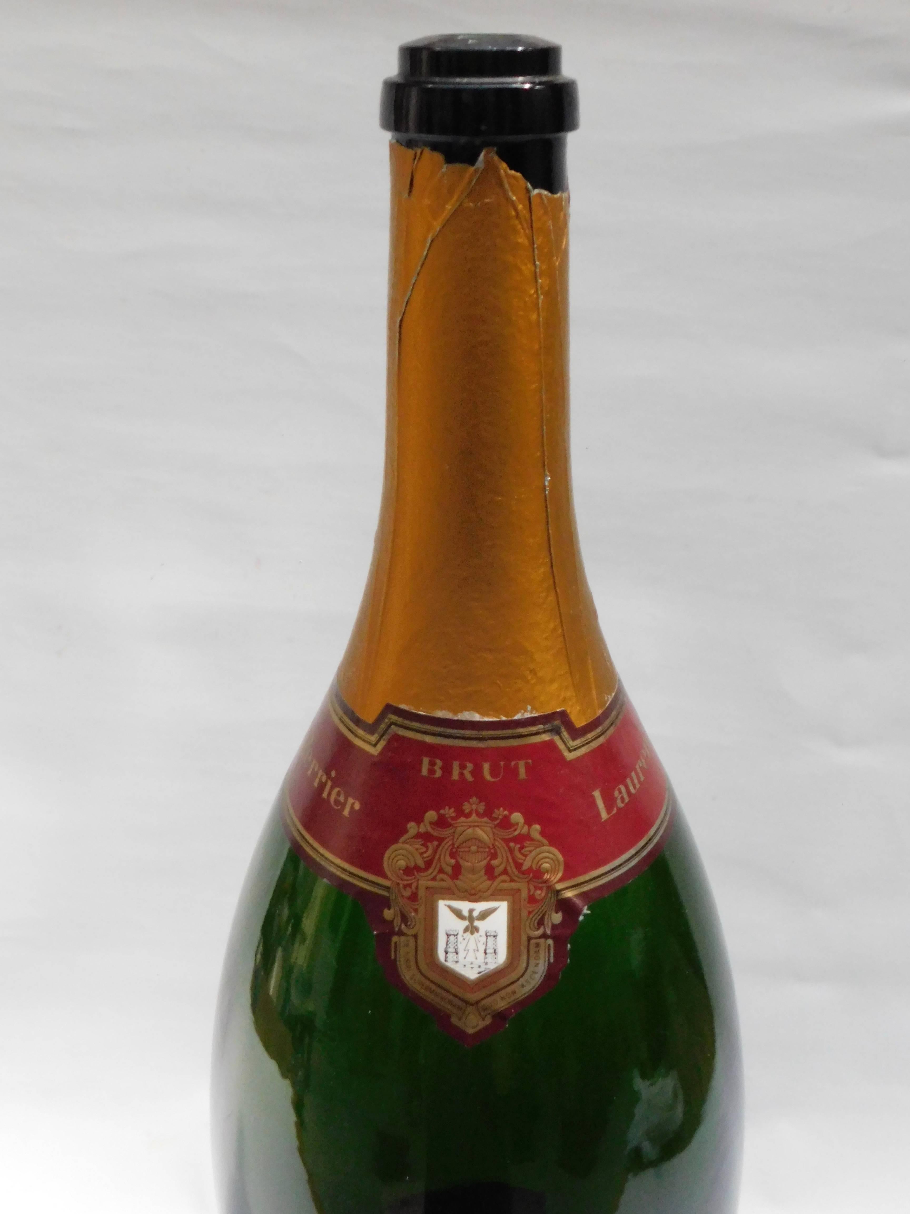 Over 2' tall (65.50cm) French vintage Laurent- Perrier Magnum size glass champagne bottle.
 