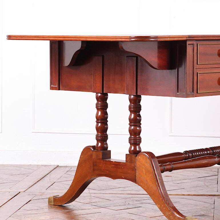 Vintage French Mahogany Directoire Style Desk Writing Table Library Table In Good Condition In Vancouver, British Columbia