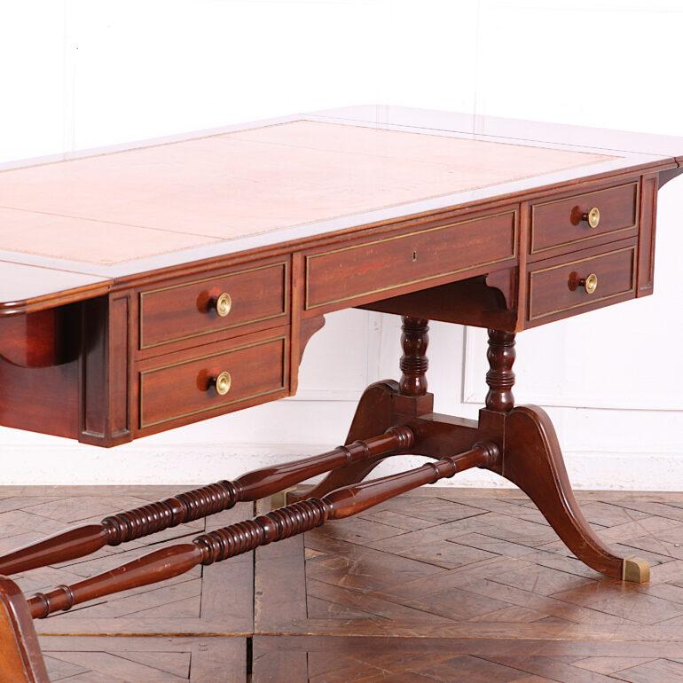 20th Century Vintage French Mahogany Directoire Style Desk Writing Table Library Table