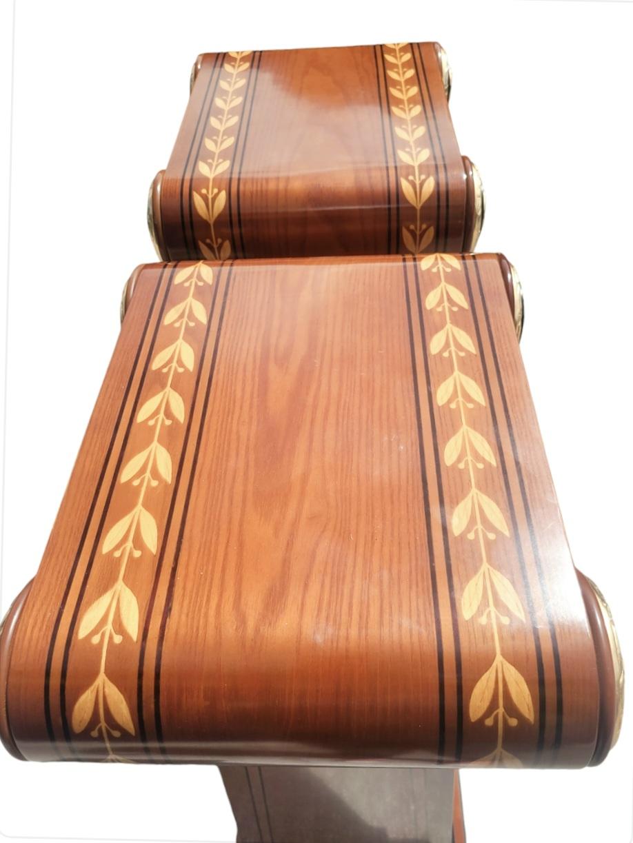 Vintage French Mahogany Ormolou Inlaid Ornamental Louis XVI Pedestal Columns For Sale 2