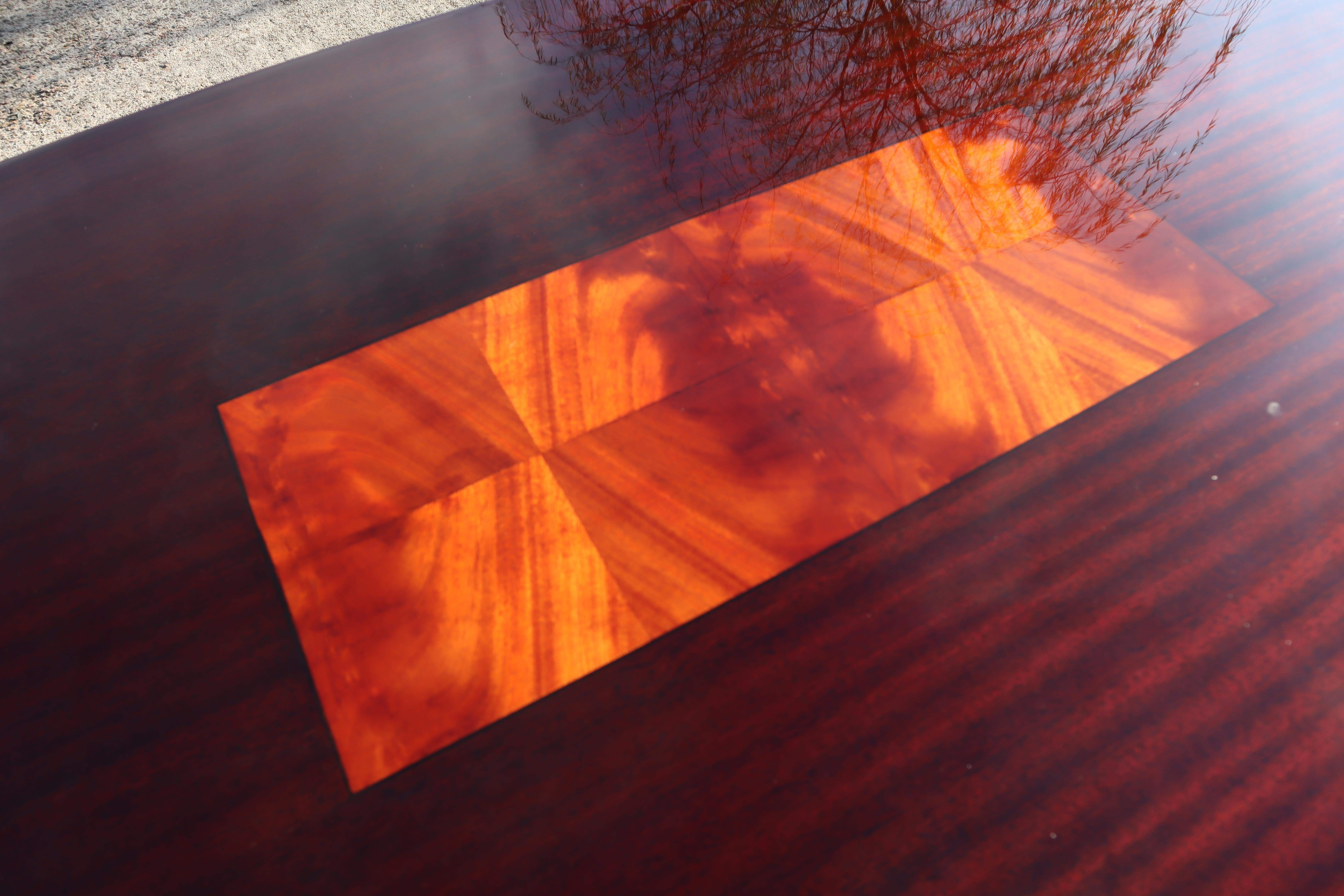 Late 20th Century Vintage French Mahogany Table, Duncan Phyfe Style, Inlaid oval Dining Table 80s