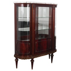 Vintage French Mahogany Vitrine with Curved Glass