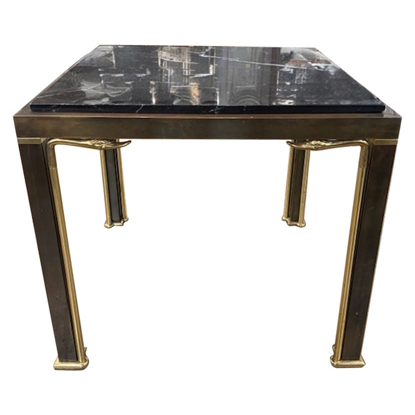 Vintage Französisch Maison Jansen Messing und Marmor Beistelltisch im Angebot