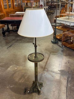 Vintage French Maison Jansen Green Jappened Floor Lamp