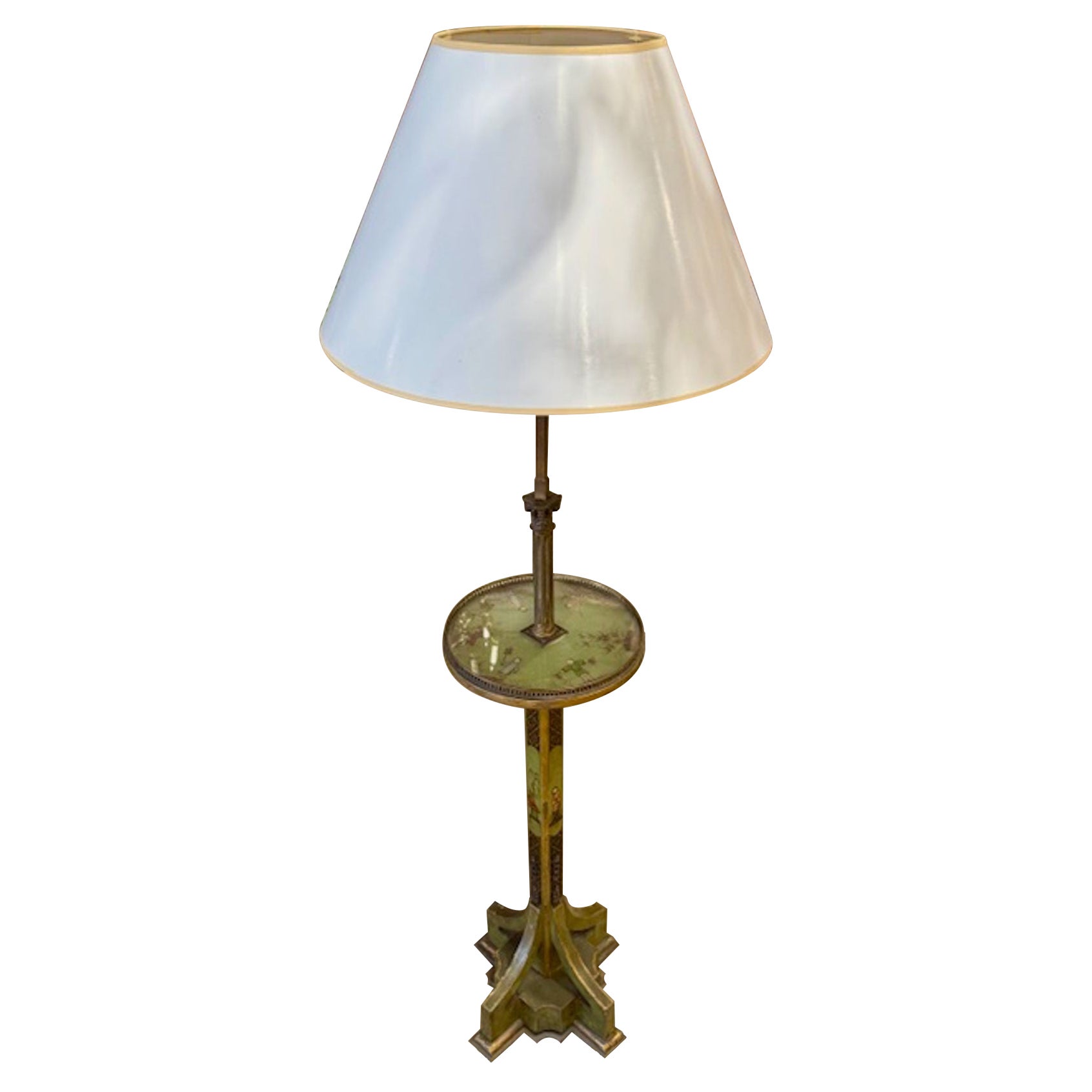 Vintage Französisch Maison Jansen Grün Jappened Stehlampe im Angebot