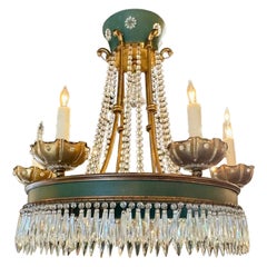 Vintage French Maison Jansen Tole and Crystal Chandeliers