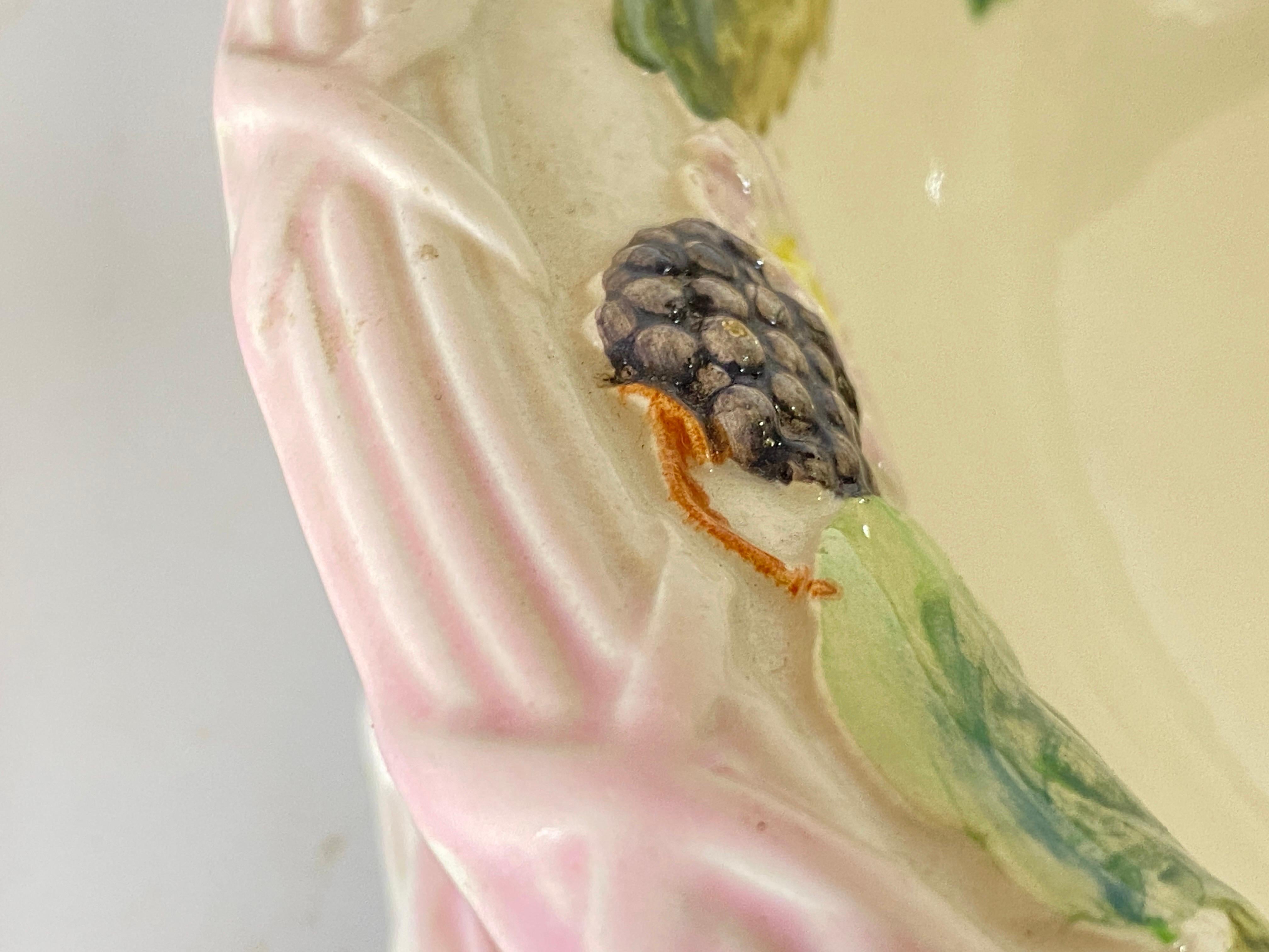 Mid-20th Century Vintage French Majolica Fruit Bowl Table Centerpiece For Sale