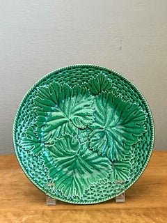 Vintage French Majolica Leaf Design Plate