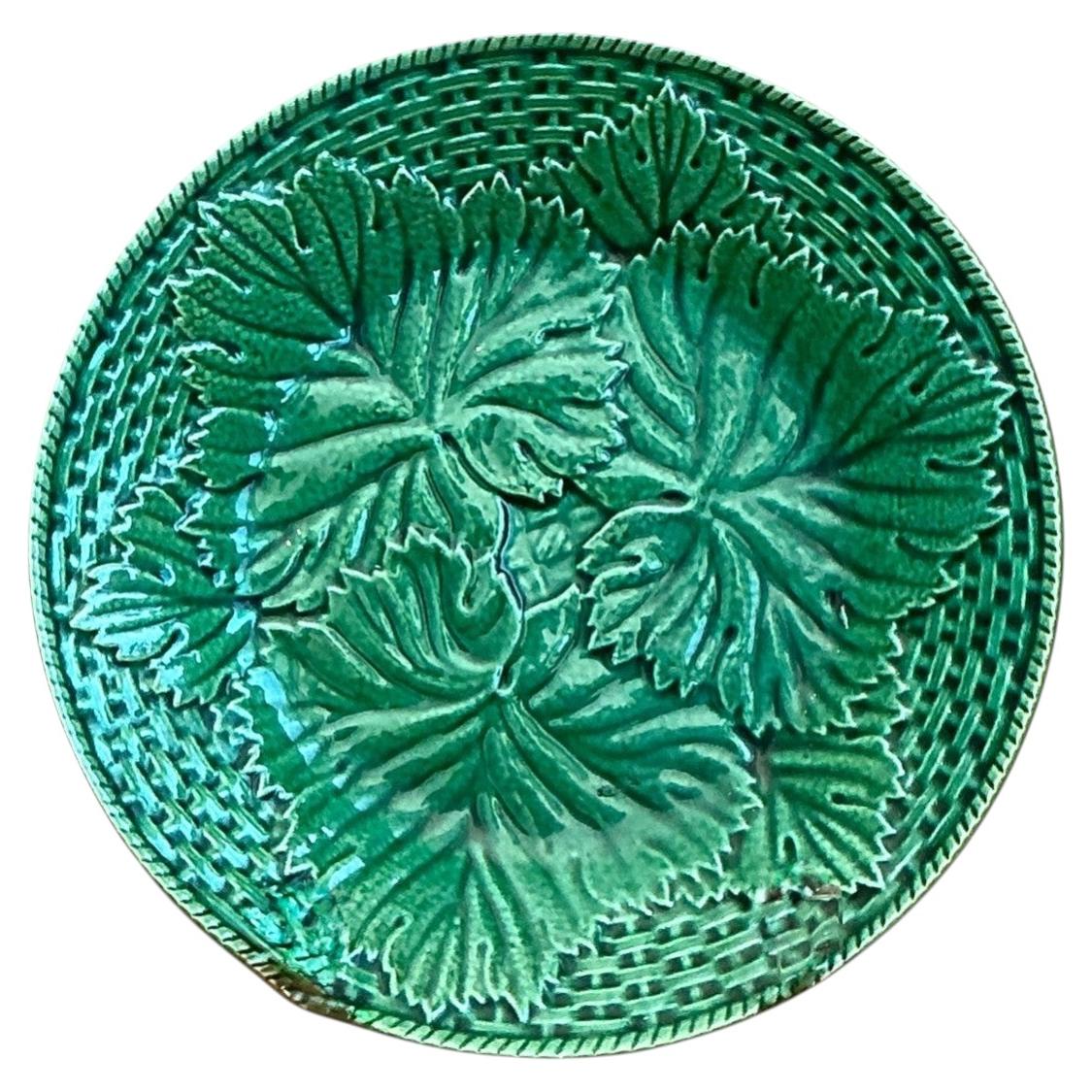 Vintage French Majolica Leaf Design Plate