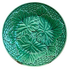 Vintage French Majolica Leaf Design Plate