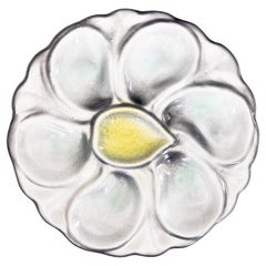 Vintage French Majolica Lemon Wedge Oyster Plate