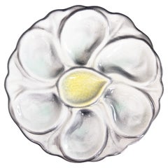 Vintage French Majolica Lemon Wedge Oyster Plate