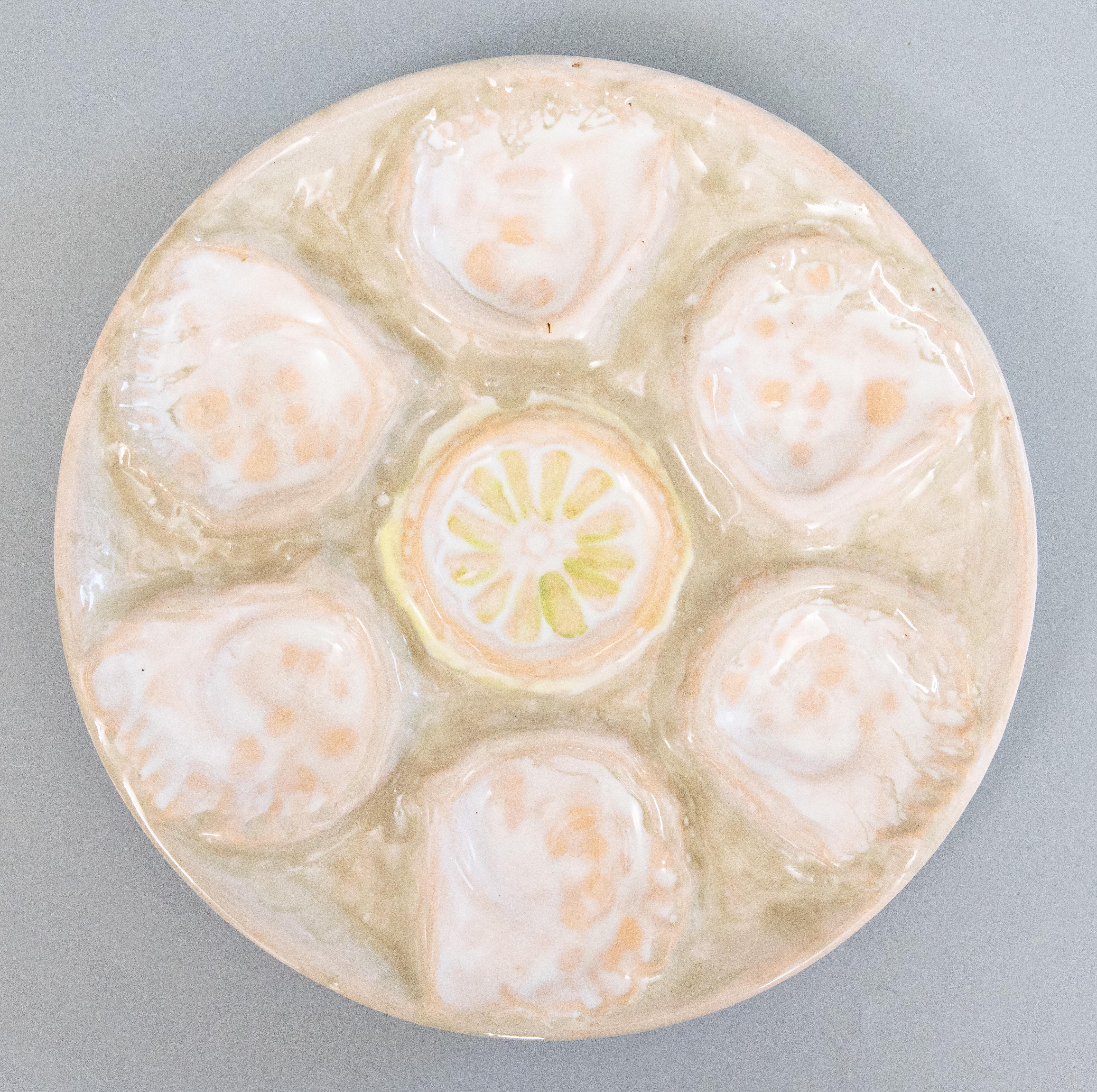 XX secolo Piatto da ostrica in maiolica francese d'epoca