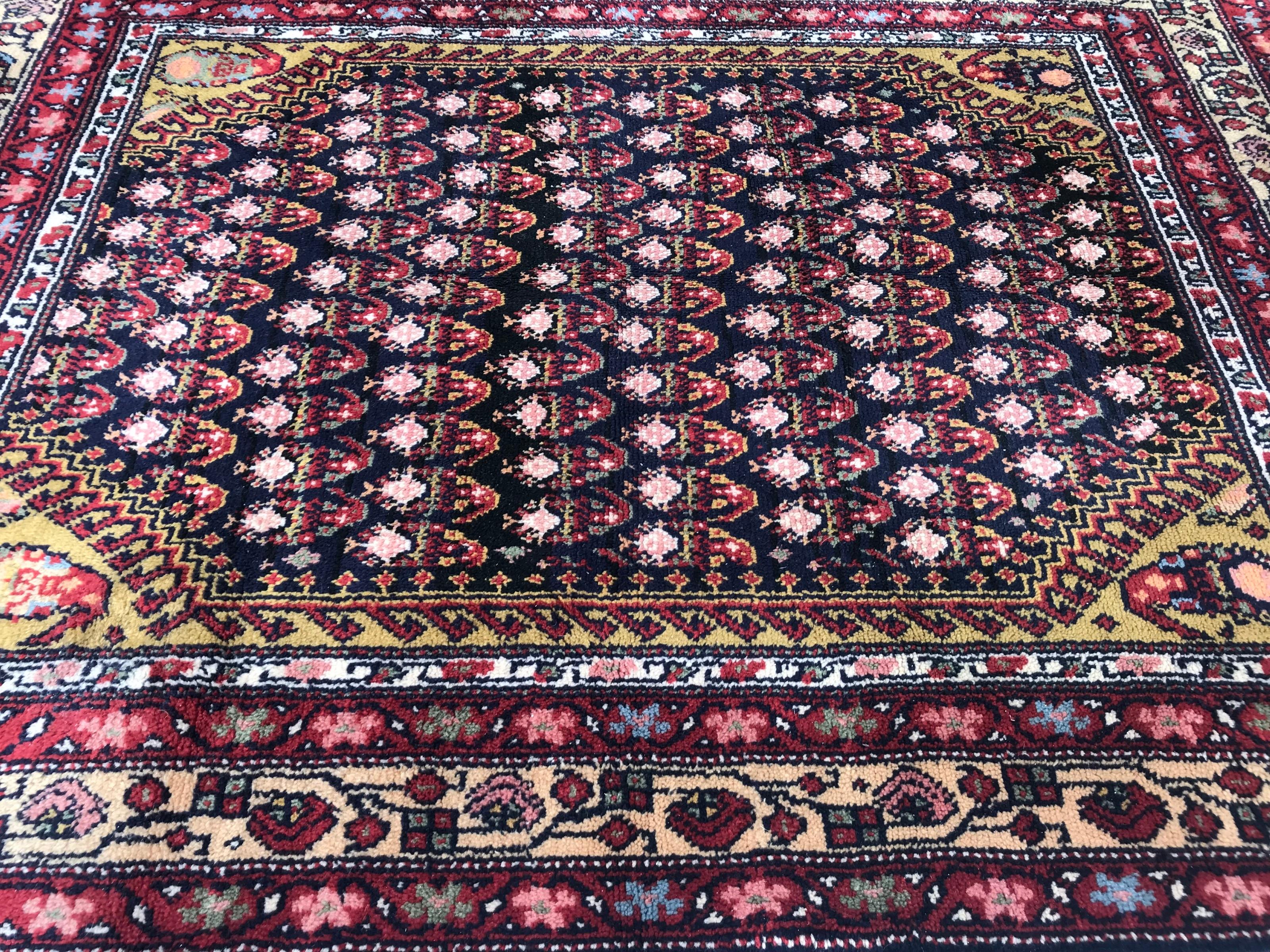 Französischer geknüpfter Teppich im Malayer-Stil, Vintage im Angebot 1