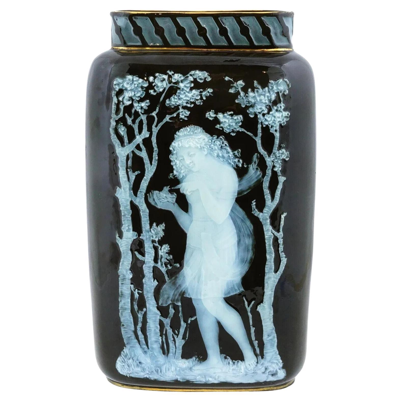 Vintage French Manner Pate Sur Pate Porcelain Vase Minton